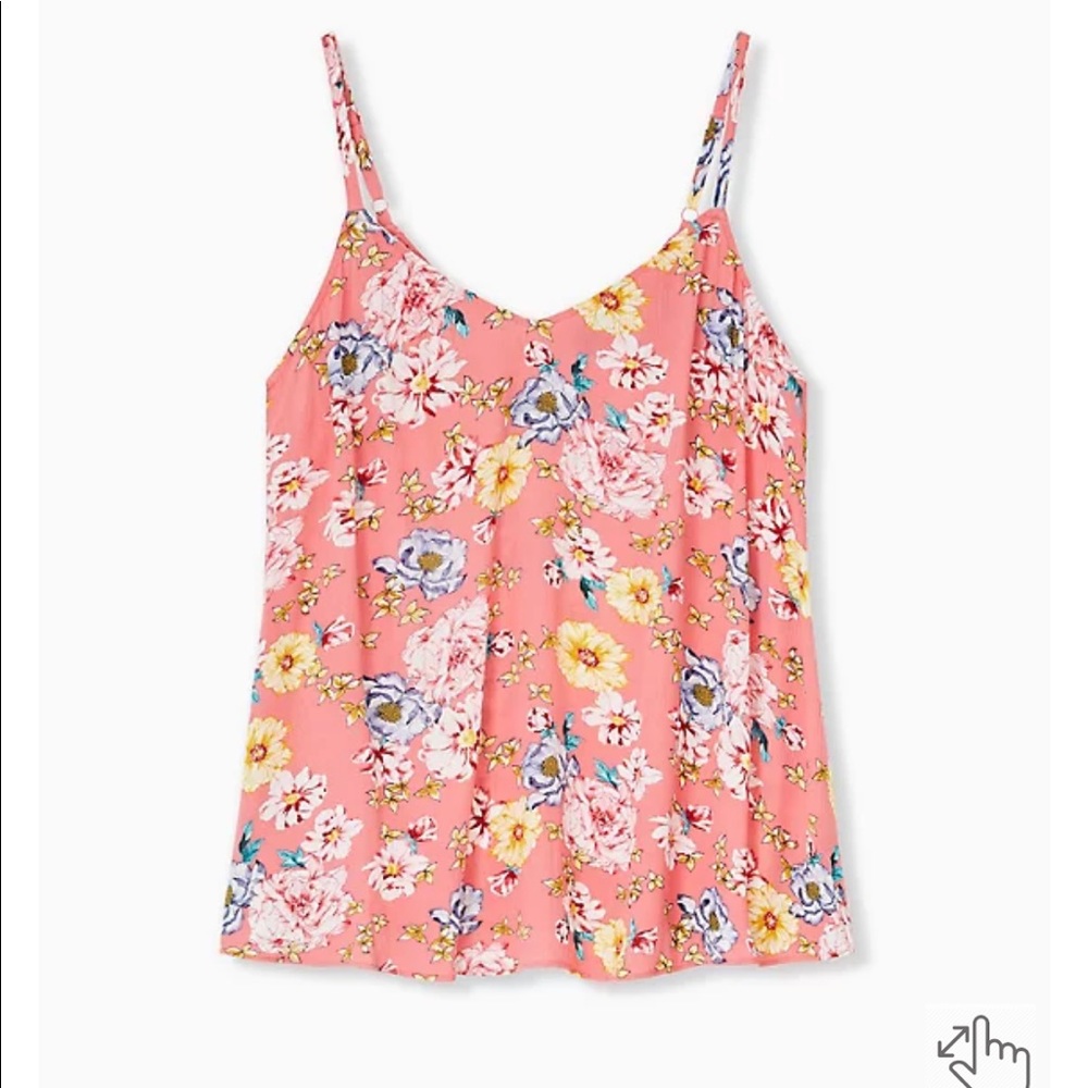 Torrid SOPHIE CORAL FLORAL GAUZE SWING CAMI Tank Top V Neck